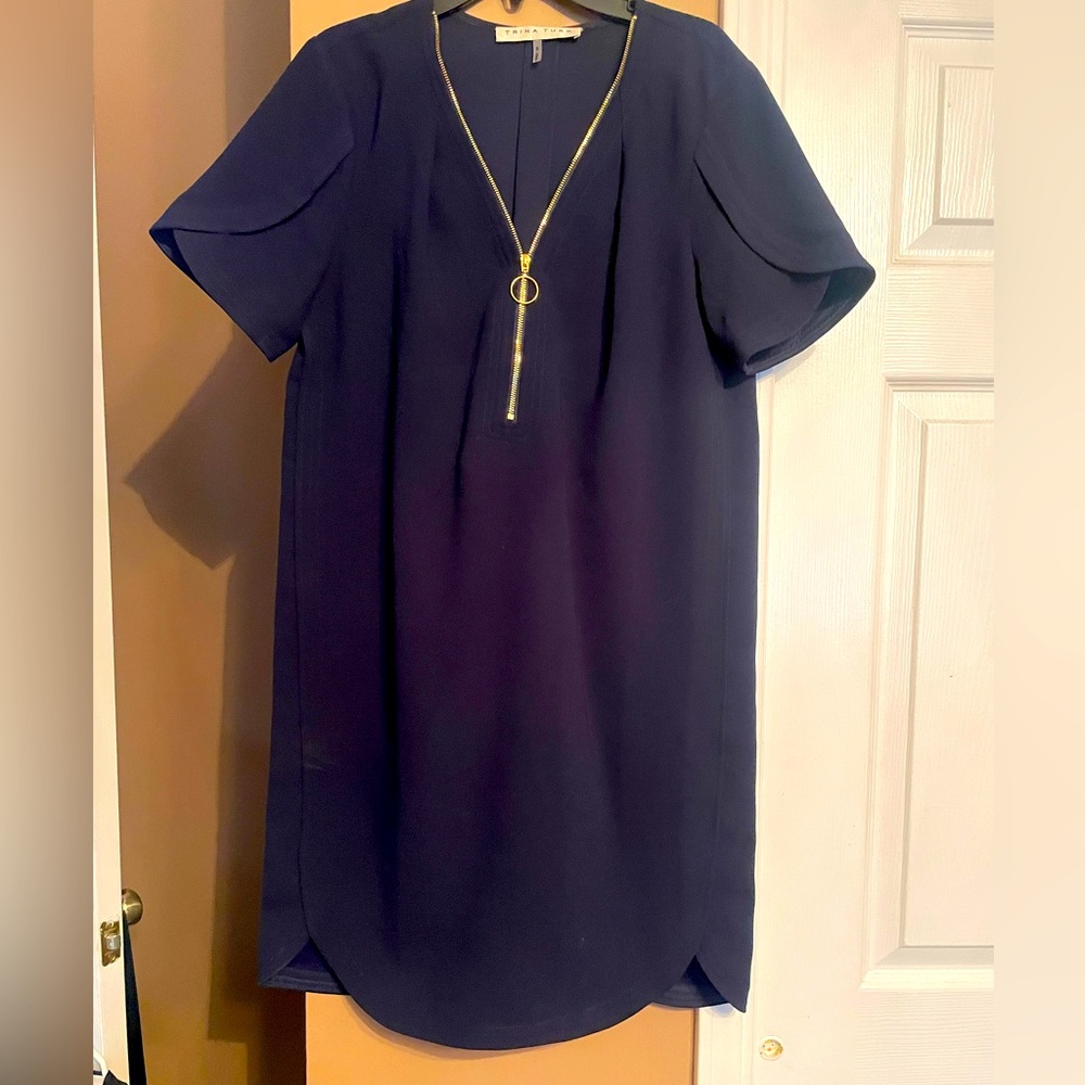 Trina Turk Midnight Blue Dress with Gold Accent